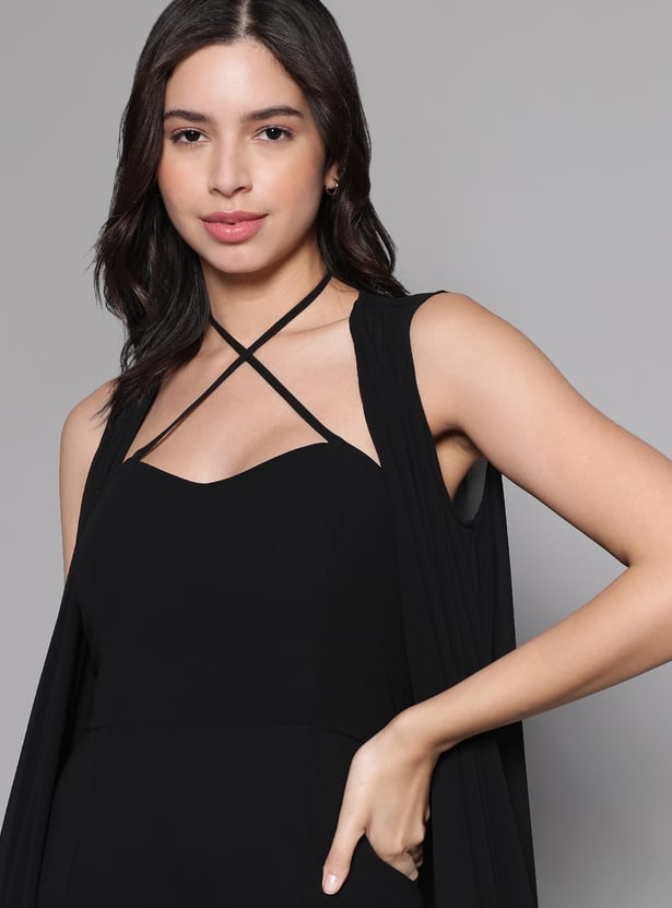 AND Women Solid Maxi Dress with Shrug