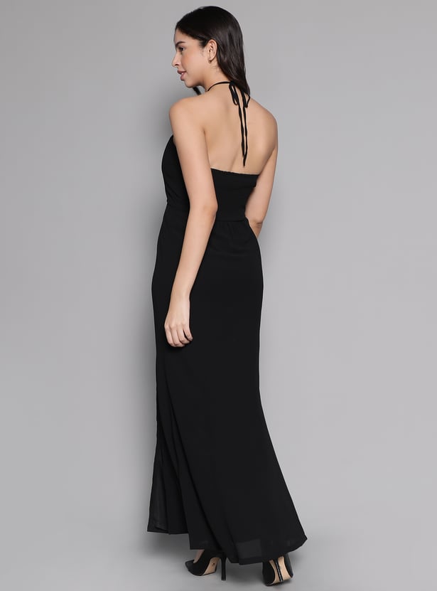 AND Women Solid Maxi Dress with Shrug