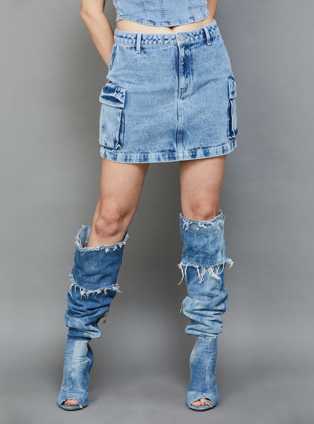 Ginger embroidered denim mini skirt best sale