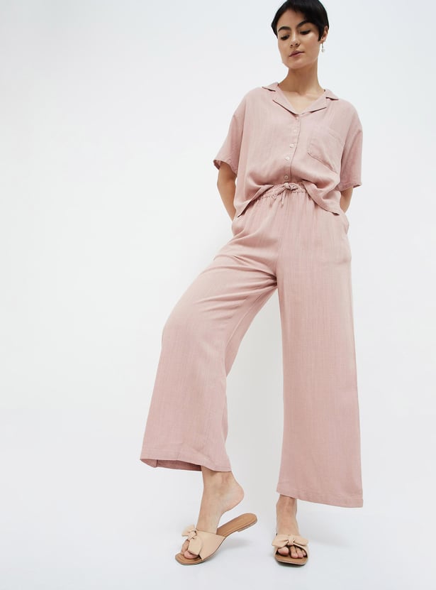 GINGER Women Solid Wide Leg Trousers