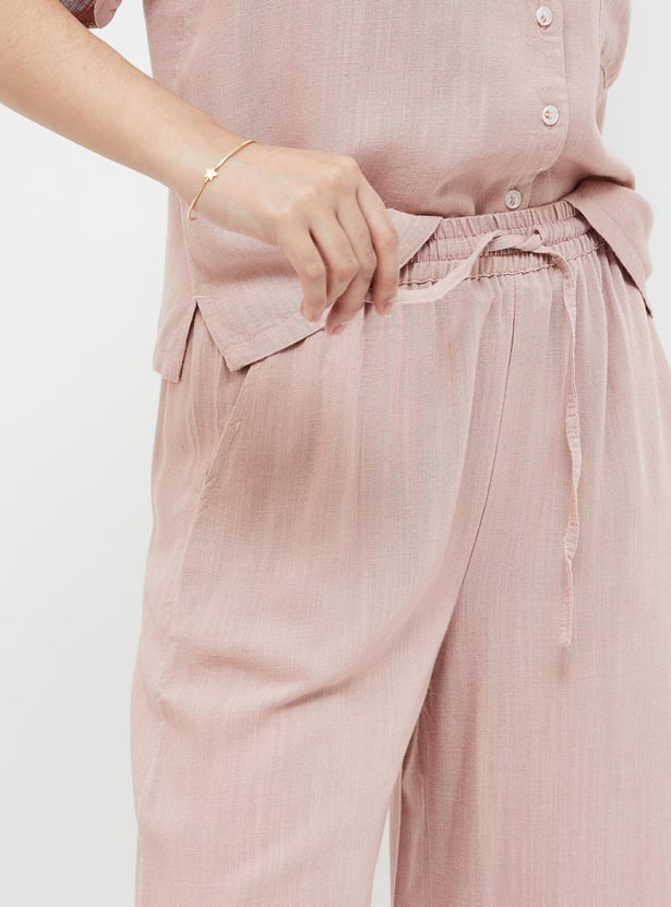 GINGER Women Solid Wide Leg Trousers