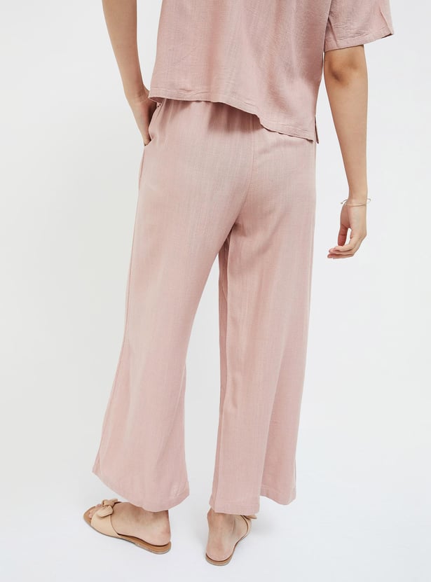 GINGER Women Solid Wide Leg Trousers