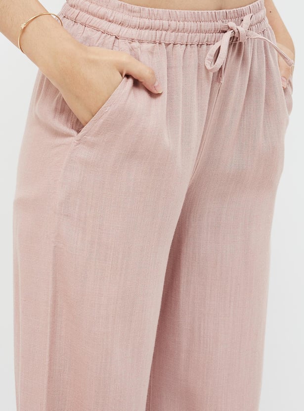 GINGER Women Solid Wide Leg Trousers
