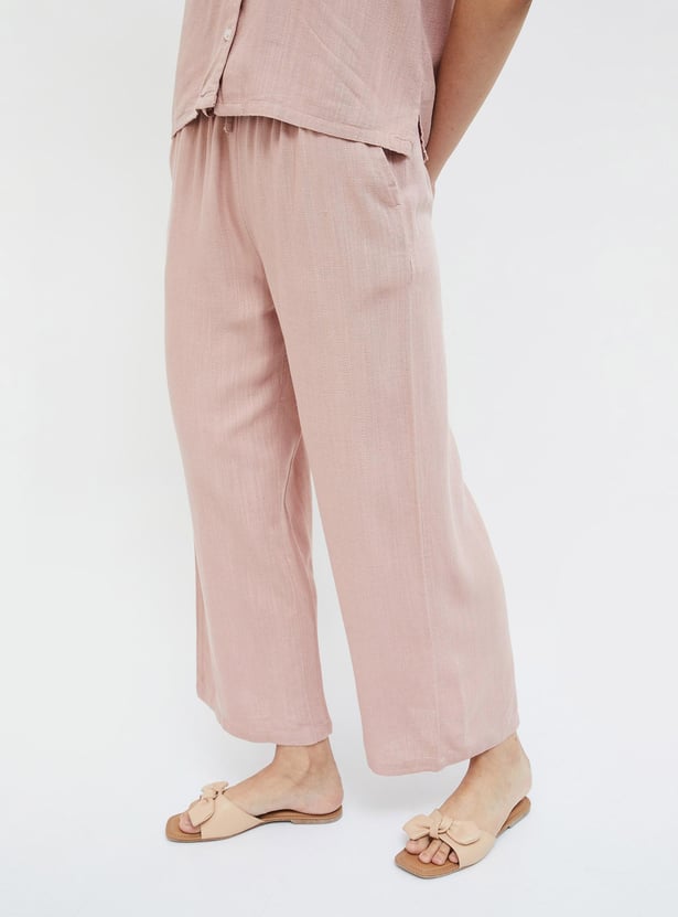 GINGER Women Solid Wide Leg Trousers