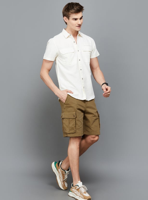 Buy U.S. POLO ASSN. Men Woven Slim Fit Cargo Shorts from U.S. POLO ASSN. at just INR 2799.0