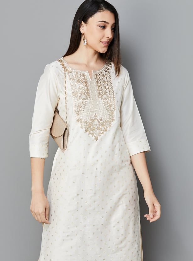 MELANGE Women Embroidered Straight Kurta