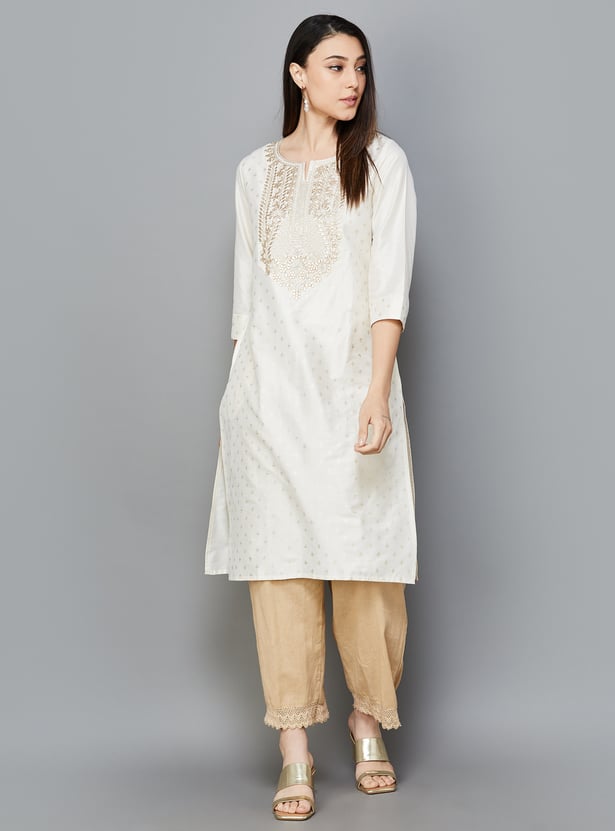 MELANGE Women Embroidered Straight Kurta