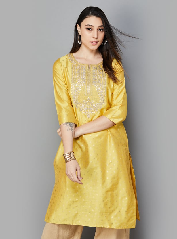 MELANGE Women Embroidered Straight Kurta