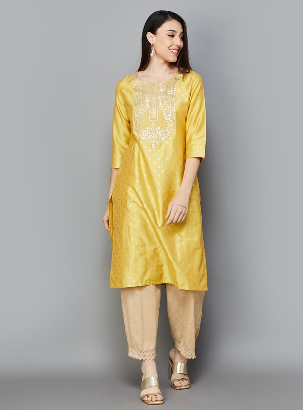 MELANGE Women Embroidered Straight Kurta