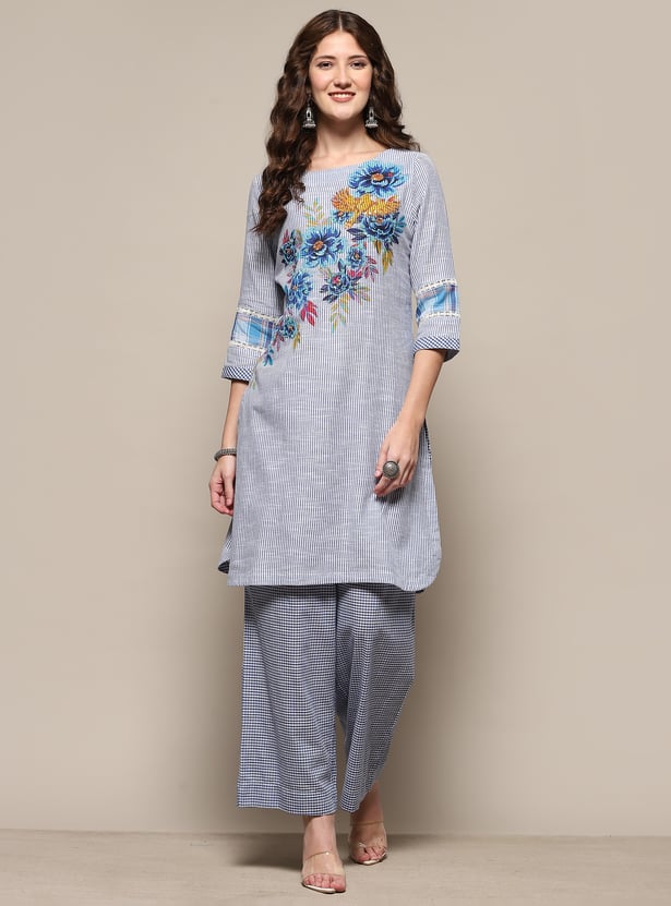 Buy BIBA Women Printed Straight Kurta Set from BIBA at just INR 3999.0