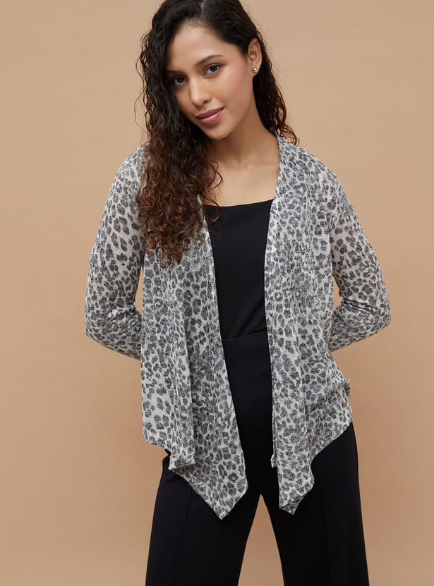 CODE Animal Print Casual Shrug