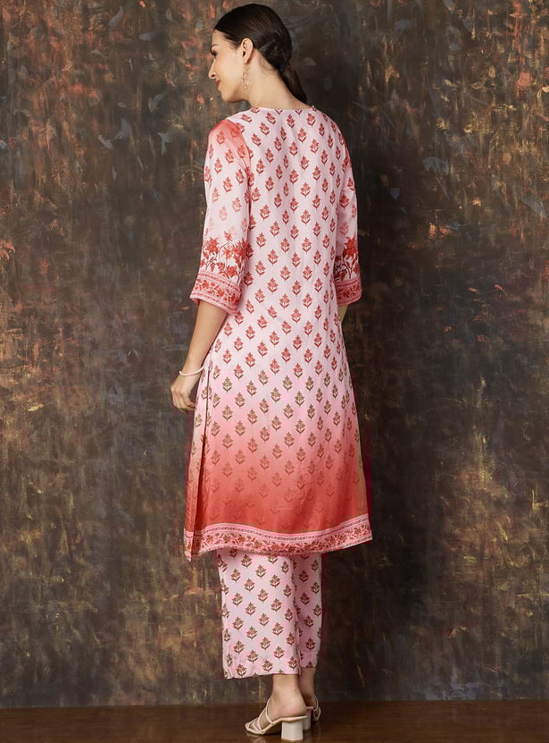 MELANGE Floral Printed Straight Kurta Set