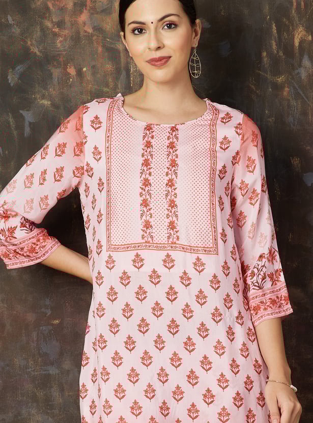 MELANGE Floral Printed Straight Kurta Set