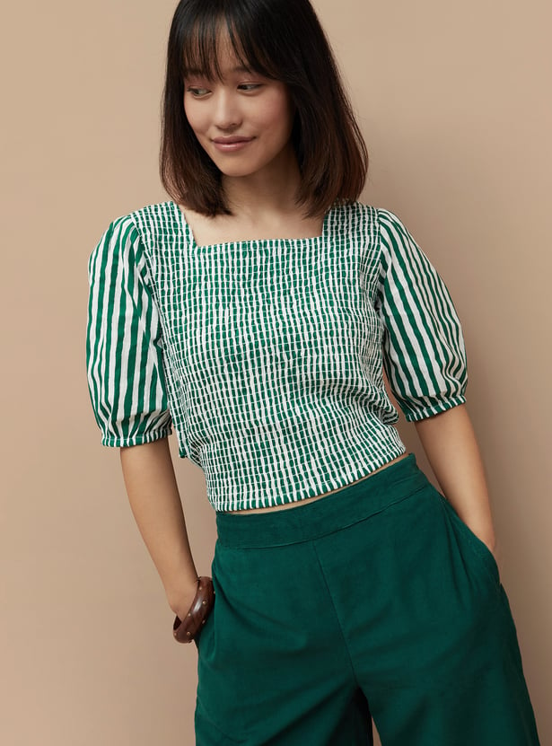 COLOUR ME Women Striped Crop Top