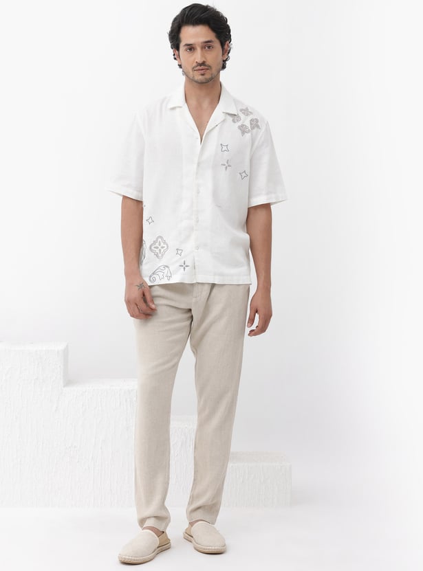 Buy RARE RABBIT Men Embroidered Regular Fit Resort Shirt from Rare ...