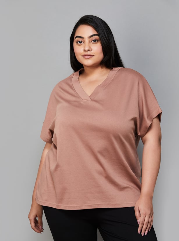 NEXUS Women Solid V-Neck Top