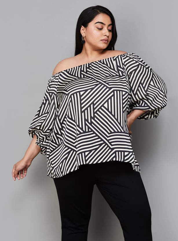 NEXUS Women Striped Off-Shoulder Neck Top