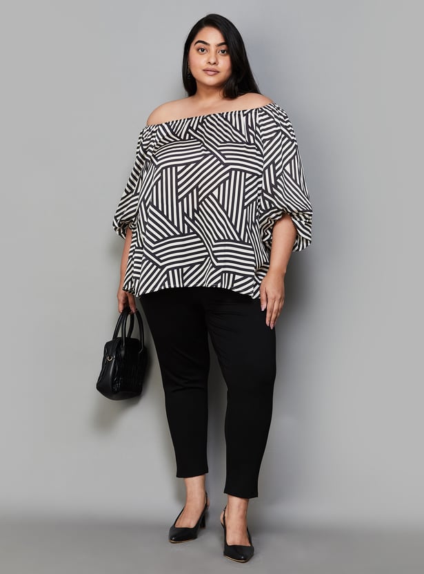 NEXUS Women Striped Off-Shoulder Neck Top