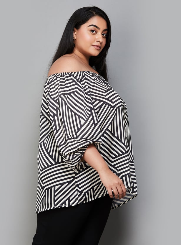 NEXUS Women Striped Off-Shoulder Neck Top