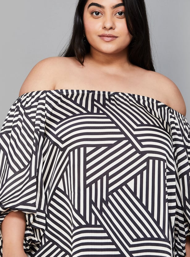 NEXUS Women Striped Off-Shoulder Neck Top