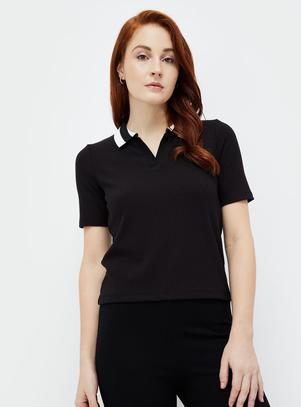 CODE CLASSIC Women Flat Knit Polo T-shirt