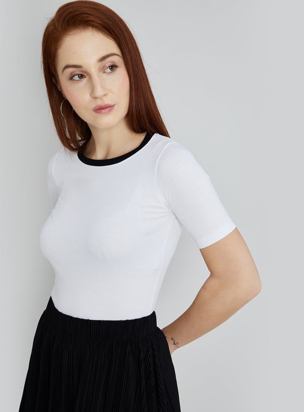 CODE CLASSIC Women Ribbed Knit Top
