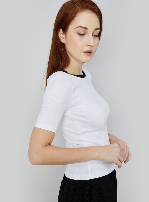CODE CLASSIC Women Ribbed Knit Top