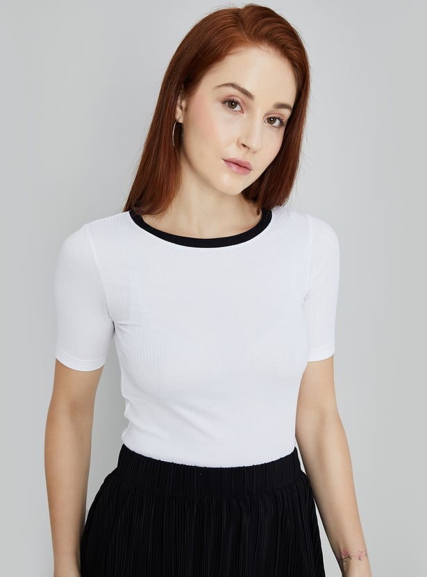 CODE CLASSIC Women Ribbed Knit Top