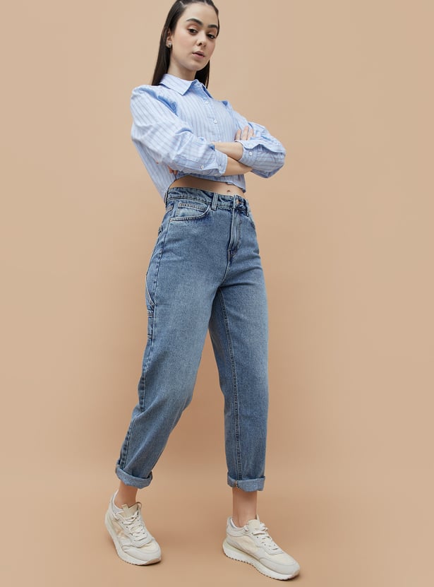 GINGER High Rise Mom Fit Jeans