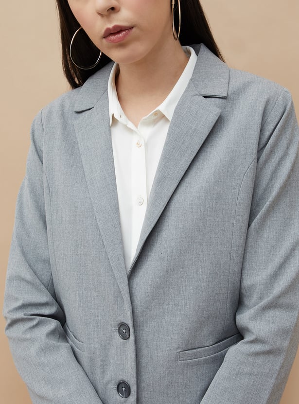 CODE CLASSIC Solid Single Breasted Blazer