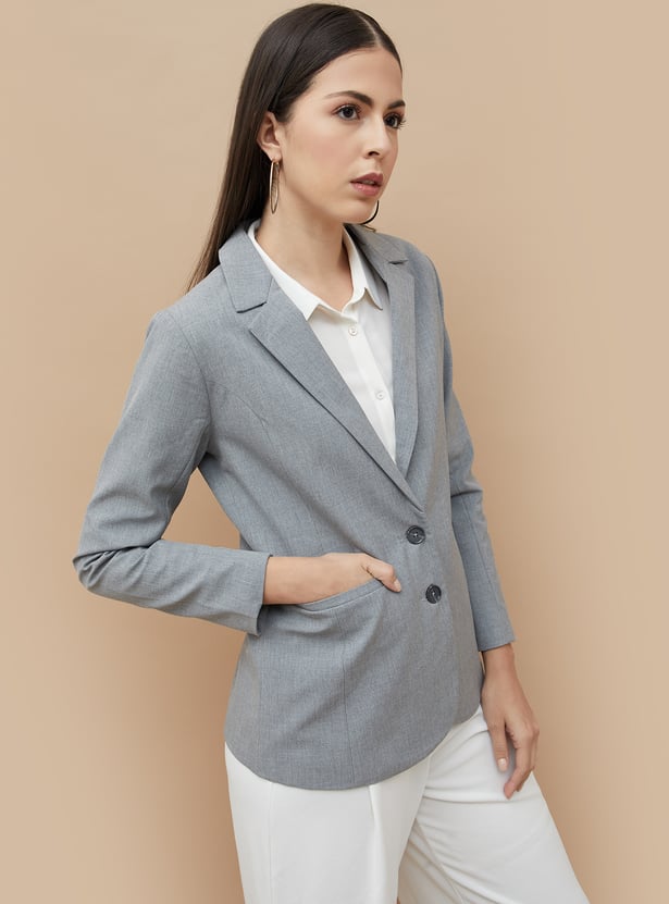 CODE CLASSIC Solid Single Breasted Blazer