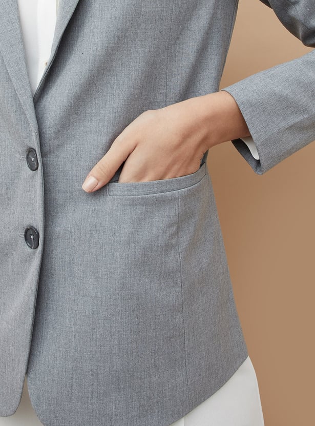 CODE CLASSIC Solid Single Breasted Blazer