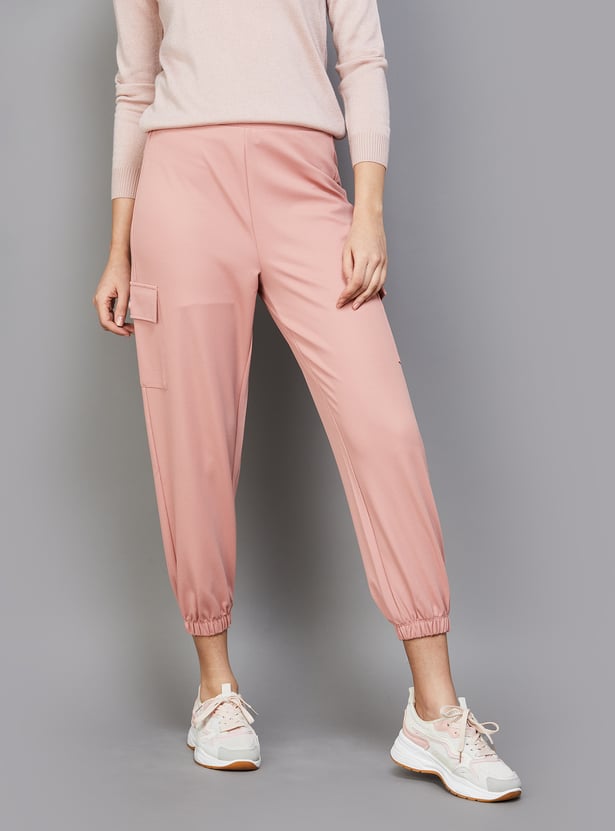 FAME FOREVER Women Solid Relaxed Fit Cargo Joggers