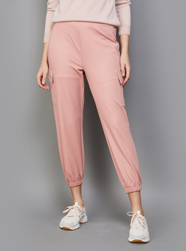 FAME FOREVER Women Solid Relaxed Fit Cargo Joggers