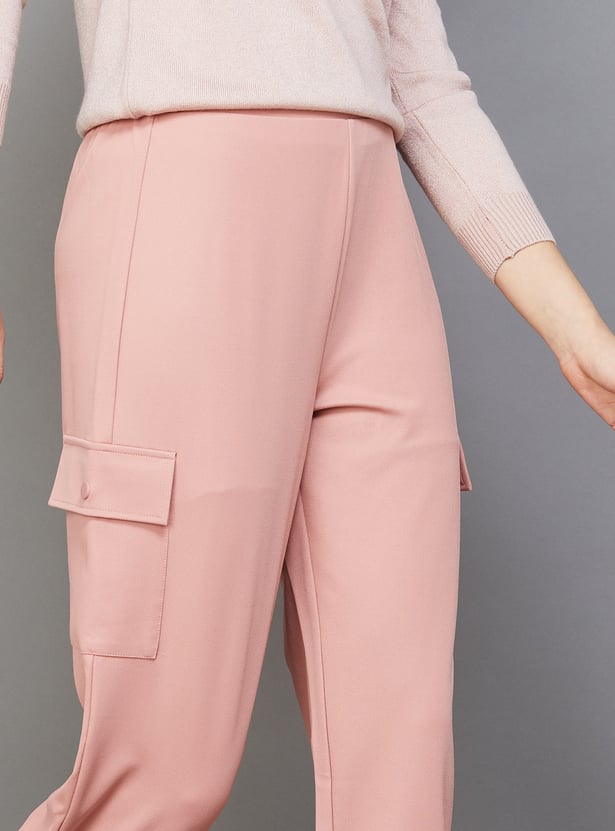 FAME FOREVER Women Solid Relaxed Fit Cargo Joggers