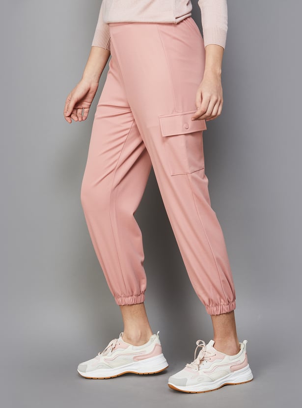 FAME FOREVER Women Solid Relaxed Fit Cargo Joggers