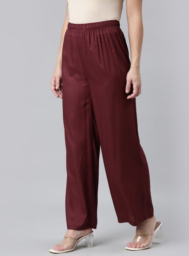 GO COLORS Women Solid Palazzos