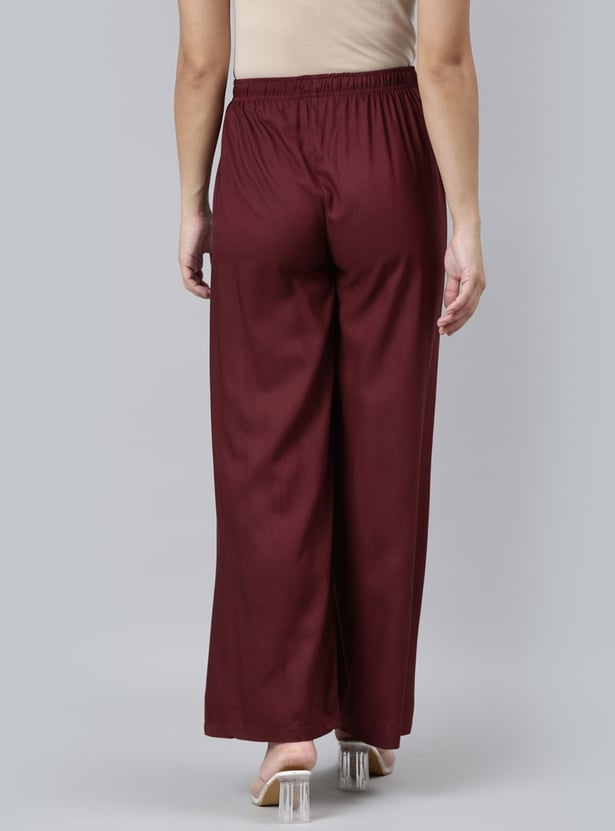 GO COLORS Women Solid Palazzos