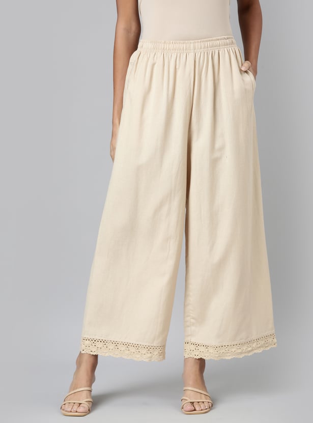 GO COLORS Solid Elasticated Palazzos