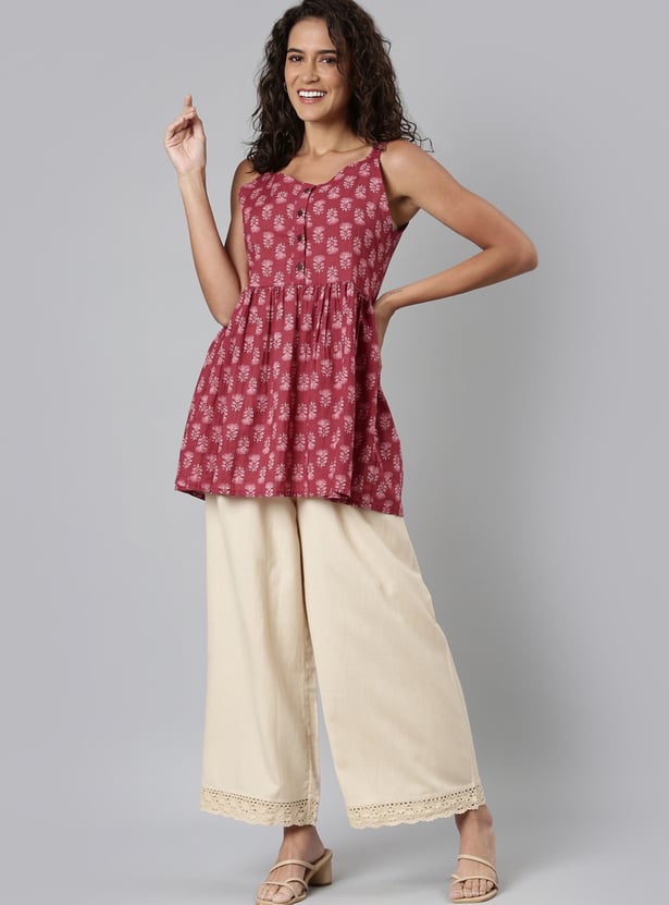 GO COLORS Solid Elasticated Palazzos