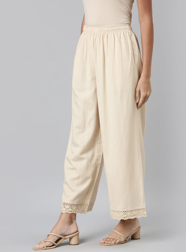 GO COLORS Solid Elasticated Palazzos