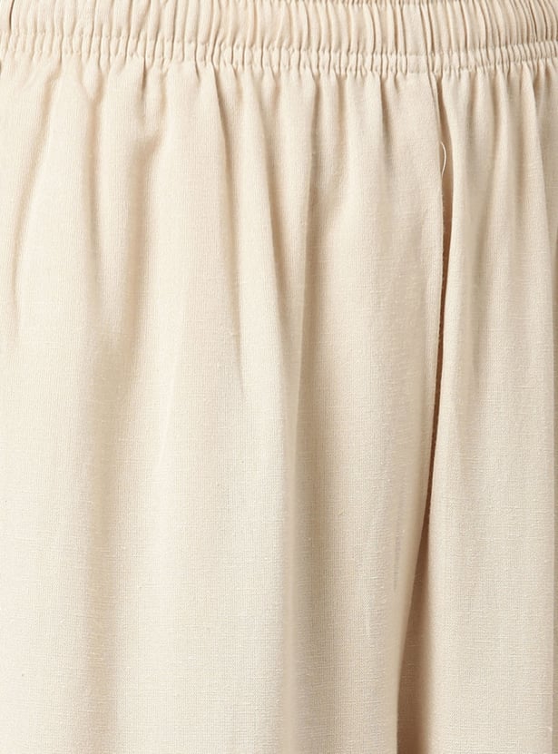 GO COLORS Solid Elasticated Palazzos