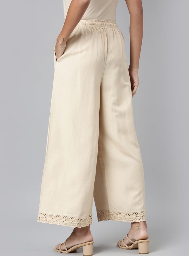 GO COLORS Solid Elasticated Palazzos