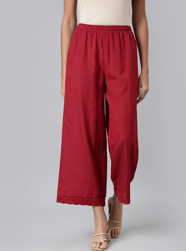 GO COLORS Solid Elasticated Palazzos
