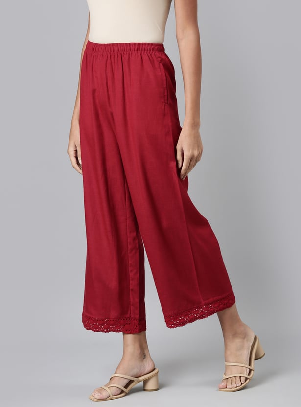 GO COLORS Solid Elasticated Palazzos