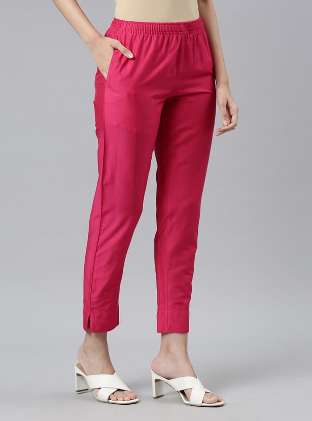 GO COLORS Solid Straight Pant
