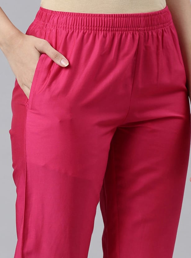 GO COLORS Solid Straight Pant