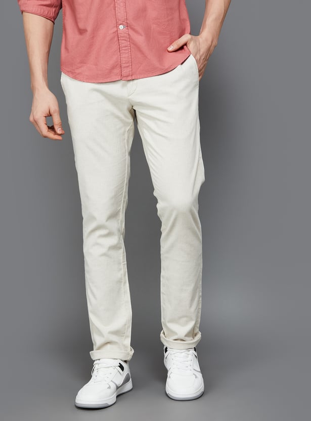 Buy POLO Men Solid Regular Fit Casual Trousers from