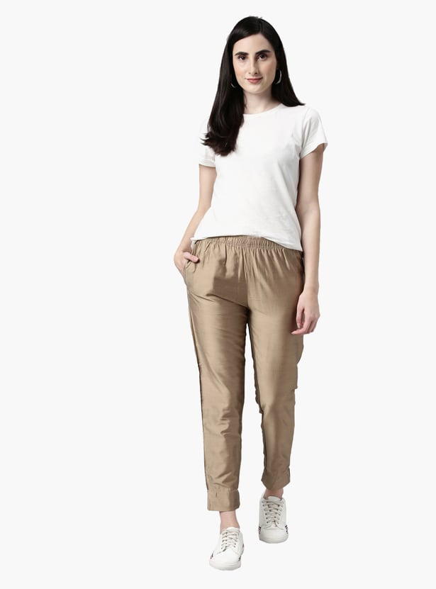 GO COLORS Solid Straight Pant