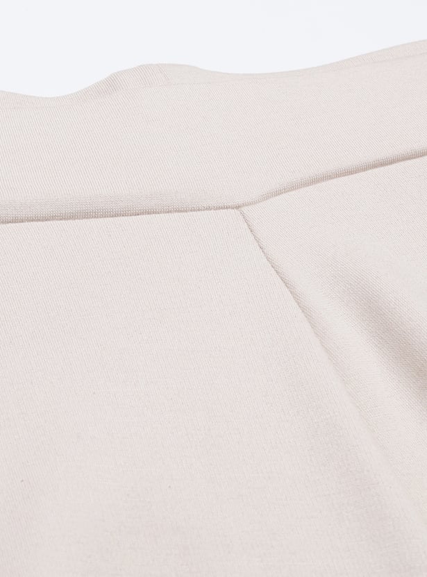 GO COLORS Solid Panelled Knit Treggings